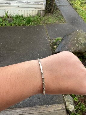 Vintage .925 Sterling Silver Tube Bead Bracelet (7.5”) Made in Italy